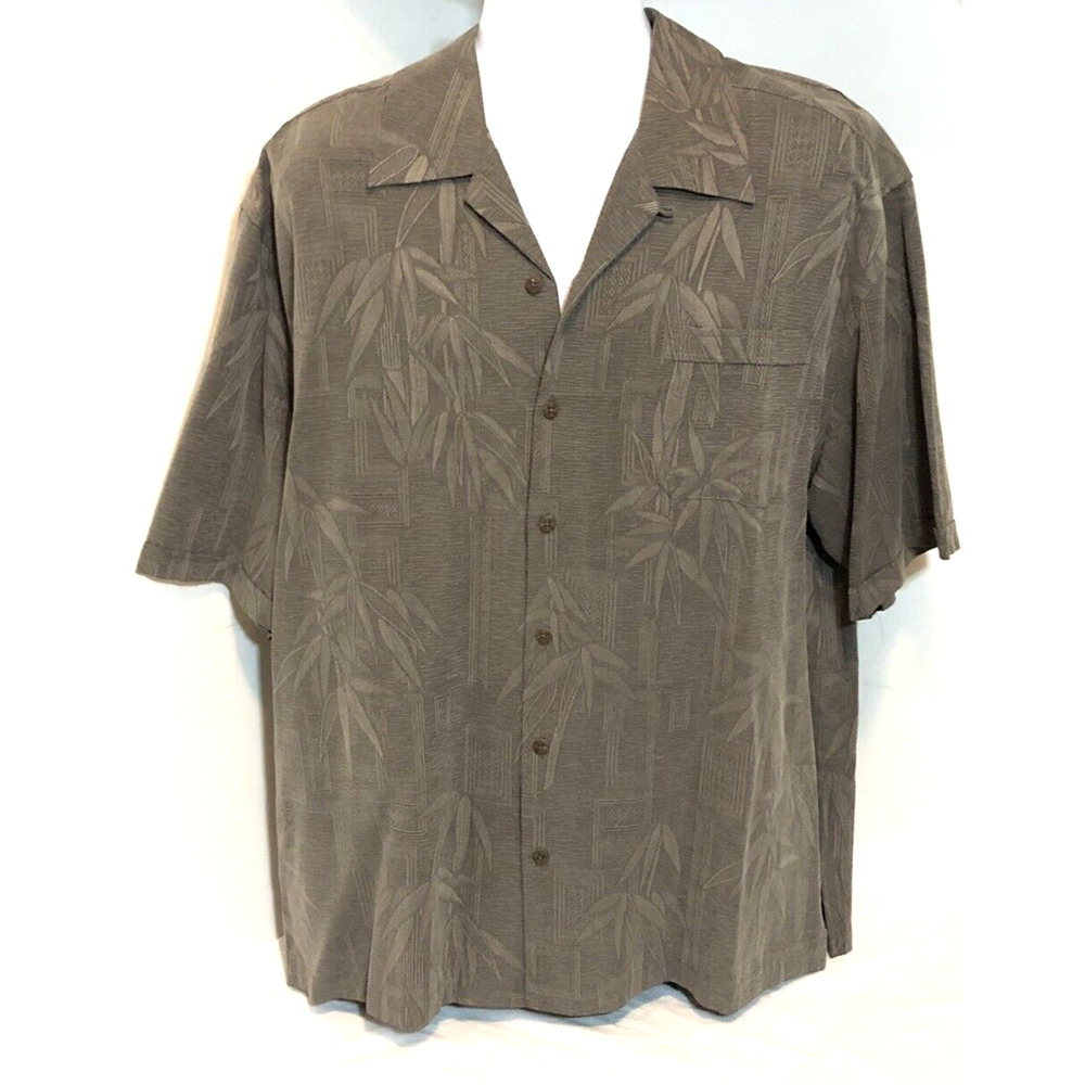 F. Rowe ( HOLD ' EM ) Button Down T Shirt 100% Silk Color Gray Size Large